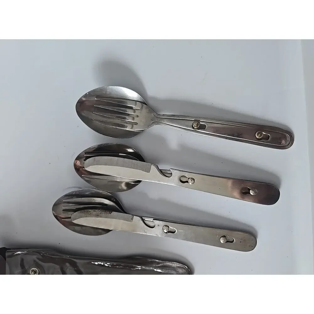 Lot 3 Vtg‎ JAPAN Camping Silverware Interlocking Nesting Flatware Sets